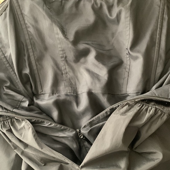 BCBG Lightly Worn Black Satin Mini Dress with beaded top and removable straps - Picture 7 of 8